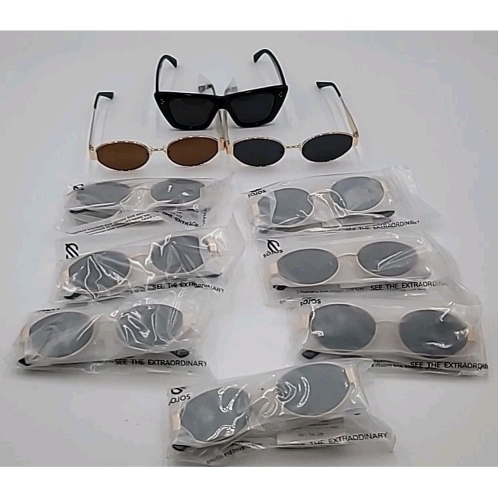 Mixed LOT 10 PR Soros Sunglasses Retro UV Protection Oval Gold Black Punk